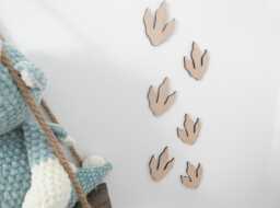 Dinosaur Footprints - Wall Decorations Children's Bedroom Art Accessory Wooden Nursery Playroom Signs Stocking Filler - thumbnail 1