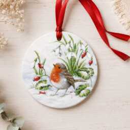 Set Of 4 Wooden Bird Christmas Tree Decorations - Robin Blue Tit & Wren Ornaments British Garden Birds - thumbnail 4