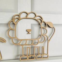 Wooden Safari Animal Wall Decor Lion, Giraffe, Elephant Nursery Decals - thumbnail 2