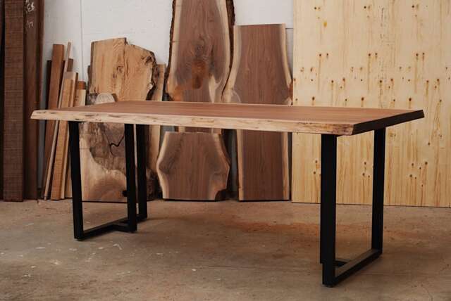 Live Edge Walnut Dining Table, Metal Legs, Custom Size - image 1