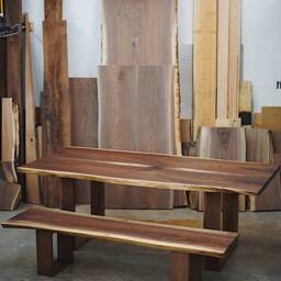 Live Edge Walnut Dining Table, Metal Legs, Custom Size - thumbnail 2
