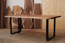 Live Edge Walnut Dining Table, Metal Legs, Custom Size - thumbnail 1