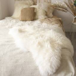On Sale Real, Natural, Genuine Creamy White Sheepskin Rug Scandinavian Design - 3 Sizes - thumbnail 2