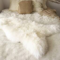 On Sale Real, Natural, Genuine Creamy White Sheepskin Rug Scandinavian Design - 3 Sizes - thumbnail 3