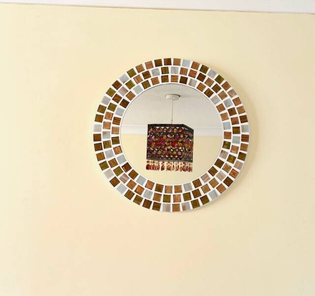 Cappuccino Gold Mosaic Round Mirror - image 1