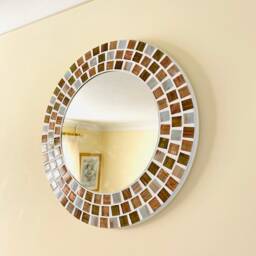 Cappuccino Gold Mosaic Round Mirror - thumbnail 3