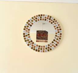 Cappuccino Gold Mosaic Round Mirror