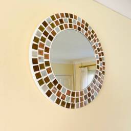 Cappuccino Gold Mosaic Round Mirror - thumbnail 2