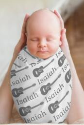 Guitar Personalized Baby Blanket Gifts Music Shower Gift Newborn Watch Me Grow Boy Custom Monogram - thumbnail 1