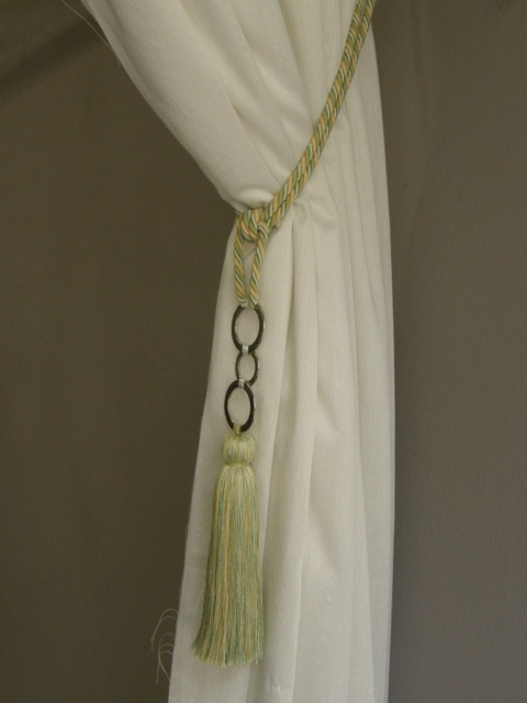 Green Mix Curtain Decor - Modern Tiebacks For Curtain Holdbacks With Metalic Rings Home Tassel - image 1