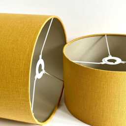New Luxurious Classic Linen Fabric Lamp Shade Pendant Light in Mustard Gold Colour With Metallic Linings - thumbnail 3