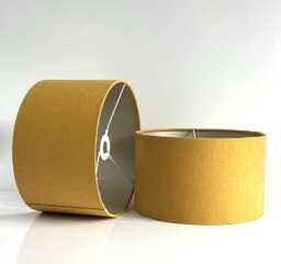 New Luxurious Classic Linen Fabric Lamp Shade Pendant Light in Mustard Gold Colour With Metallic Linings - thumbnail 1