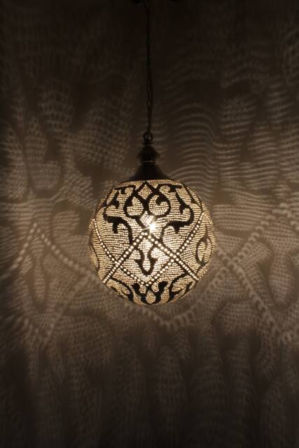 Moroccan Handmade Brass Lamp, Ball Pendant Light, Oriental Hanging Gold Lampshade, Home Decor Lighting & Ceiling Light - image 1