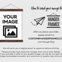 Custom Portrait Photo Printed On Canvas With Wood Poster Scroll Frame- Your Own Pix - Family Room Photo-Poster Hanger - thumbnail 2