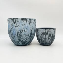 Handmade Blue Large Ceramic Plant Pot, Sem Unglazed Indoor Planter, D20cm-D35cm - thumbnail 2