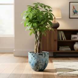 Handmade Blue Large Ceramic Plant Pot, Sem Unglazed Indoor Planter, D20cm-D35cm