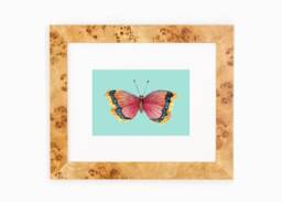Physical Red Butterfly Art Print Home Decor Digital Download Watercolor Nursery Office Feminine Girls Bedroom Yellow Butterfly Art - thumbnail 1