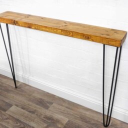 Rustic Console Table Slimline With Hair Pin Legs - Reclaimed Timber Style Modern Solid Wood Furniture - Bespoke Radiator For Hallway - thumbnail 3
