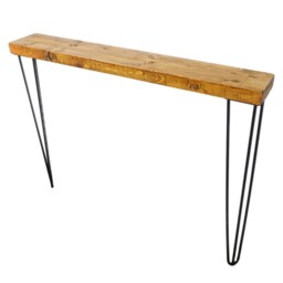 Rustic Console Table Slimline With Hair Pin Legs - Reclaimed Timber Style Modern Solid Wood Furniture - Bespoke Radiator For Hallway - thumbnail 2