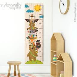 Kids Growth Chart Wall Decal, Animals Height Forest Sticker, Bear Fox Owl Nursery Decor - thumbnail 3