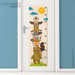 Kids Growth Chart Wall Decal, Animals Height Forest Sticker, Bear Fox Owl Nursery Decor - thumbnail 2