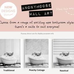 Black & White Bear Looking Forward in A Bath Print, Bathing, Funny Bathroom Animal Bathtub, Tub Print, Whimsy - thumbnail 2
