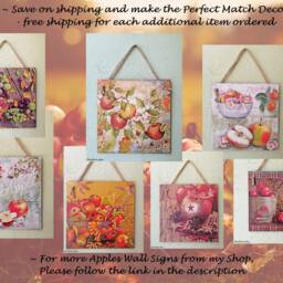 Apple Wall Decor, Country Art, Wooden Kitchen Plaques, Kitchen Signs, Farmhouse Decoration, Decoupage Picture - thumbnail 4