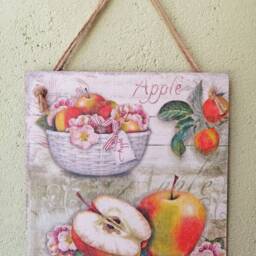 Apple Wall Decor, Country Art, Wooden Kitchen Plaques, Kitchen Signs, Farmhouse Decoration, Decoupage Picture - thumbnail 2