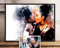 Custom Watercolor Portrait From Photo Personalized Art Print - thumbnail 1