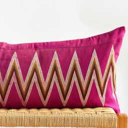 Vintage Hmong Hemp Pillow Handwoven Tribal Textile, Pink & Navy Batik - thumbnail 2
