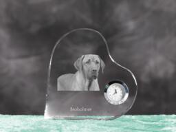 Broholmer - Crystal Clock in The Shape Of A Heart With Image Pure-Bred Dog - thumbnail 1