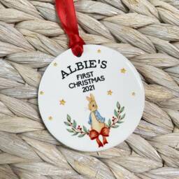 Personalised First Christmas Bauble, Rabbit First Bauble, New Baby Decoration, Newborn Gifts - thumbnail 3