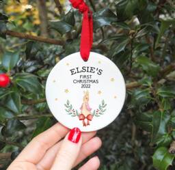 Personalised First Christmas Bauble, Rabbit First Bauble, New Baby Decoration, Newborn Gifts - thumbnail 1