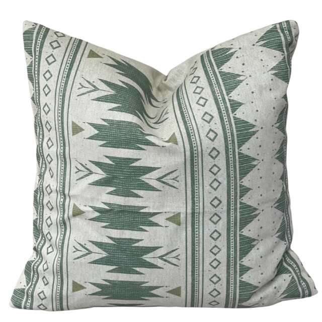 Sage Green Aztec Cushion Cover - Southwestern Boho Decor Tribal Geometric Throw Pillow - image 1