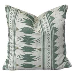 Sage Green Aztec Cushion Cover - Southwestern Boho Decor Tribal Geometric Throw Pillow - thumbnail 1
