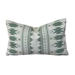 Sage Green Aztec Cushion Cover - Southwestern Boho Decor Tribal Geometric Throw Pillow - thumbnail 3