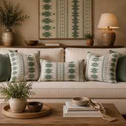 Sage Green Aztec Cushion Cover - Southwestern Boho Decor Tribal Geometric Throw Pillow - thumbnail 2