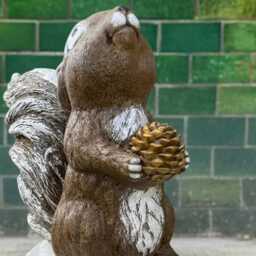 Stone Squirrel With Pine Cone Figure Concrete Outdoor Animal Statue Garden Sculpture Cement Ornament Handmade Decor - thumbnail 2