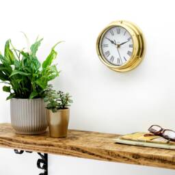 Tabic Classic Brass Roman Clock, Heavy Lacquered - 1/2Kg, Handmade in England By - thumbnail 2