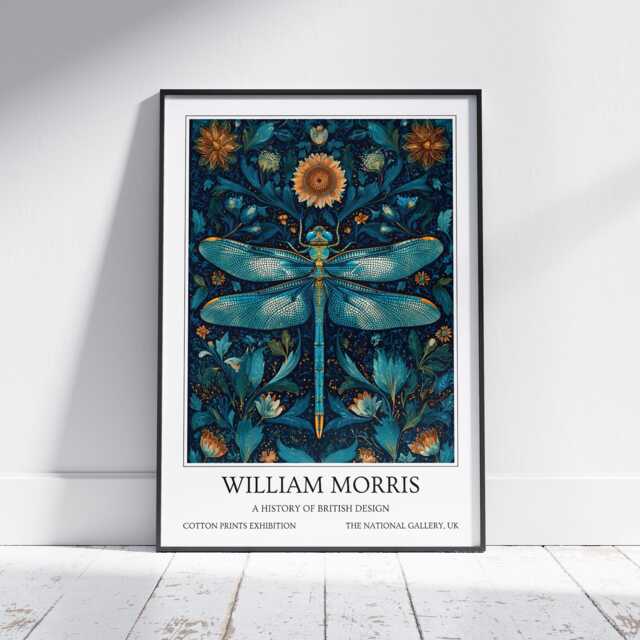 Dragonfly William Morris Wall Art Vintage Poster, Floral Art Print - image 1