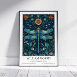 Dragonfly William Morris Wall Art Vintage Poster, Floral Art Print - thumbnail 1