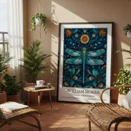Dragonfly William Morris Wall Art Vintage Poster, Floral Art Print - thumbnail 3