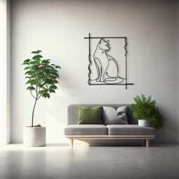 Minimalist Cat Line Art, Metal Wall Decor, Modern Home Accent, Unique Birthday Gift - thumbnail 4