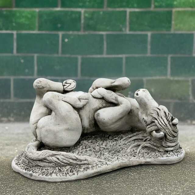 Playful Horse Sculpture Concrete Figurine Stone Relaxing Outdoor Animal Mythical Farm Ornament Gift - image 1