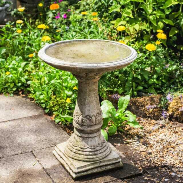 Stone Birdbath Round Top, Traditional Craftsmanship, UK Made Garden Accessory By Dgs Statues - image 1