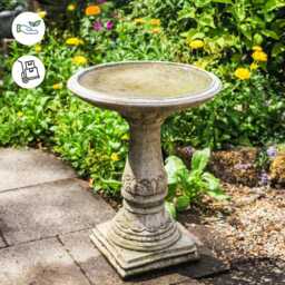 Stone Birdbath Round Top, Traditional Craftsmanship, UK Made Garden Accessory By Dgs Statues - thumbnail 2
