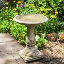 Stone Birdbath Round Top, Traditional Craftsmanship, UK Made Garden Accessory By Dgs Statues