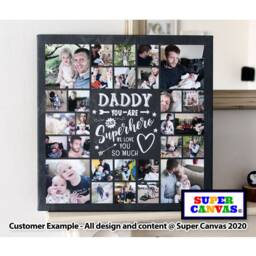 Dad Daddy My Superhero Personalised 28 Picture Photo Collage Framed Family Canvas Print Unique Fathers Day Birthday Gift - thumbnail 1