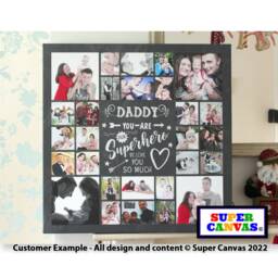 Dad Daddy My Superhero Personalised 28 Picture Photo Collage Framed Family Canvas Print Unique Fathers Day Birthday Gift - thumbnail 2