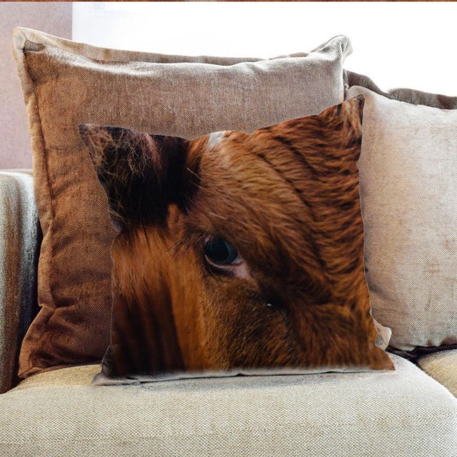 Cow Brown Face Eye Outdoor Photography - Decorative Pillow Throw Cushion Fabric , Case Cover Or With Filling